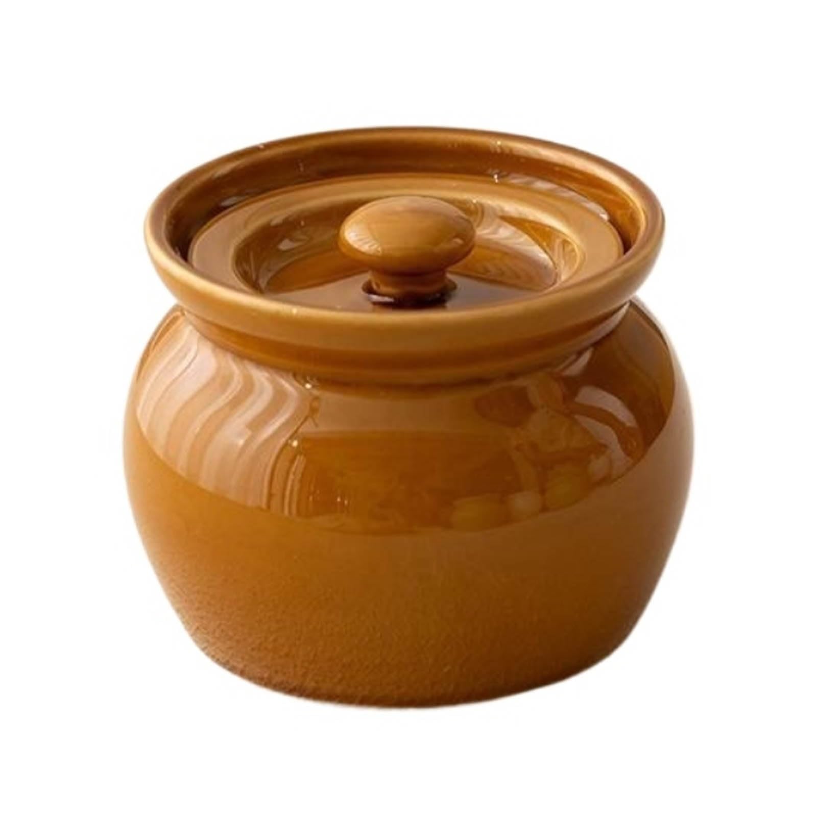 Vnook Ceramic pot, small ceramic casserole, ceramic casserole for home, ceramic casserole dish with lid, multifunctional earthenware pot, suitable for restaurant stews(Brown)