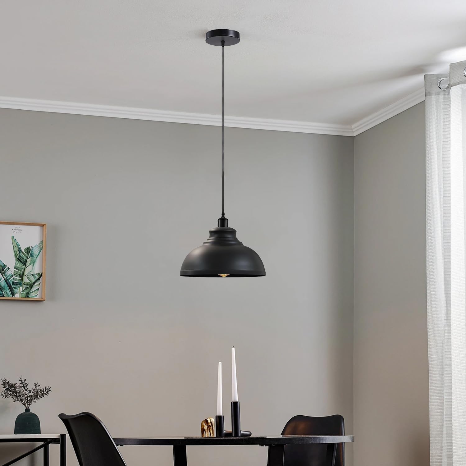 LEDSone Moderner Kronleuchter, Vintage-Hängelampenschirm, industrielle Hänge-Deckenbeleuchtung ideal für Esszimmer Bar Clubs E27-Sockel (Schwarz)