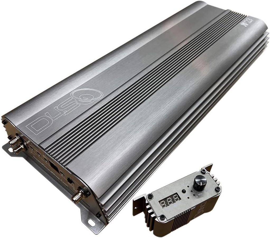 มุม view of the DOWN4SOUND JP23 V1.5 Elite Gray Monoblock Amplifier and bass knob
