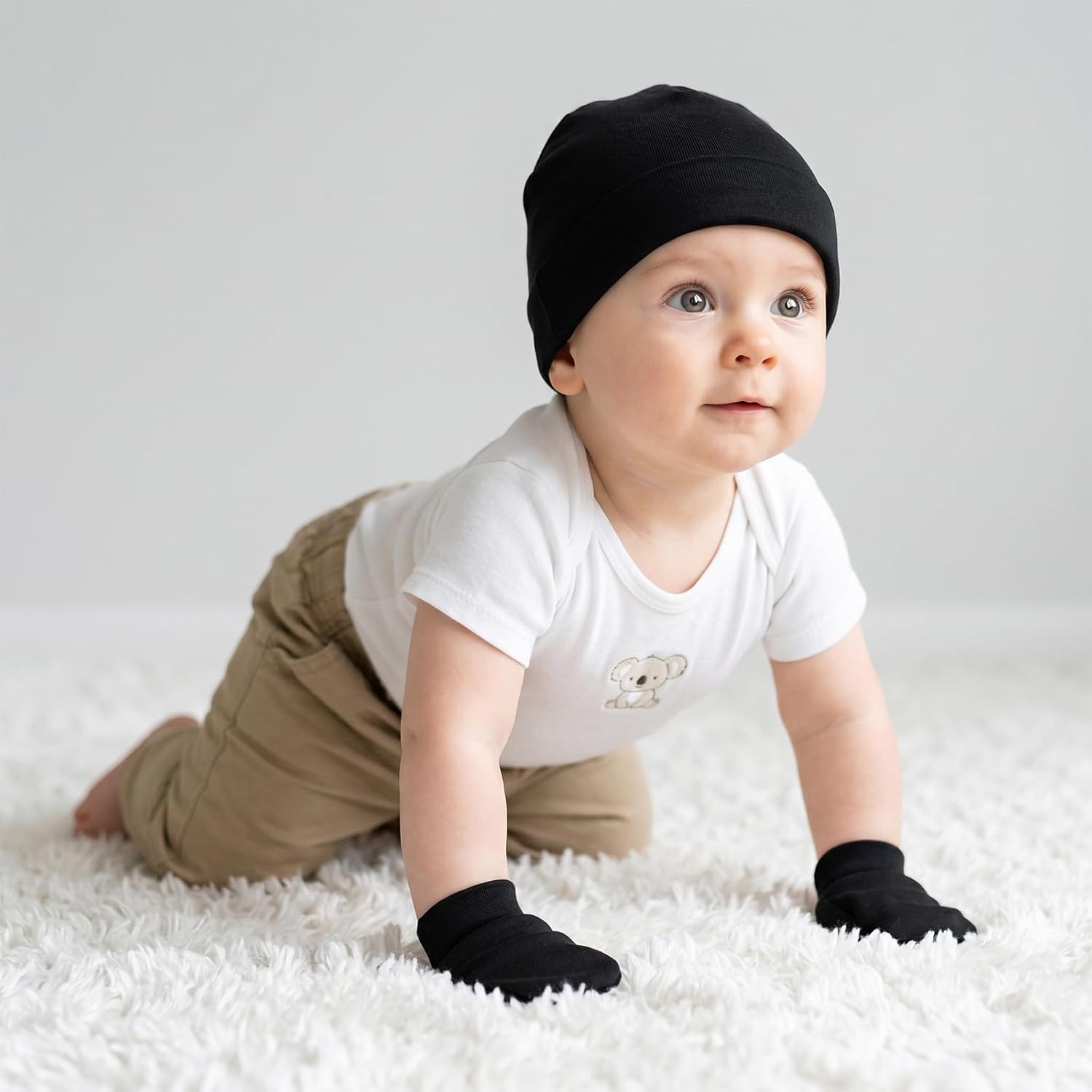 choyaxo 3pair Baby Hats Set Including Baby Hats and Mittens Soft Baby Beanie Mitten for for 0-6 Months Boys Girls