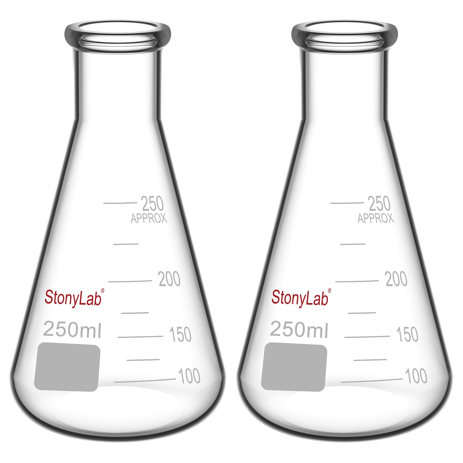 StonyLab 2-Pack Glass 300ml Heavy Wall Narrow Mouth Erlenmeyer Flasks with Heavy Duty Rim — Amazon image 9