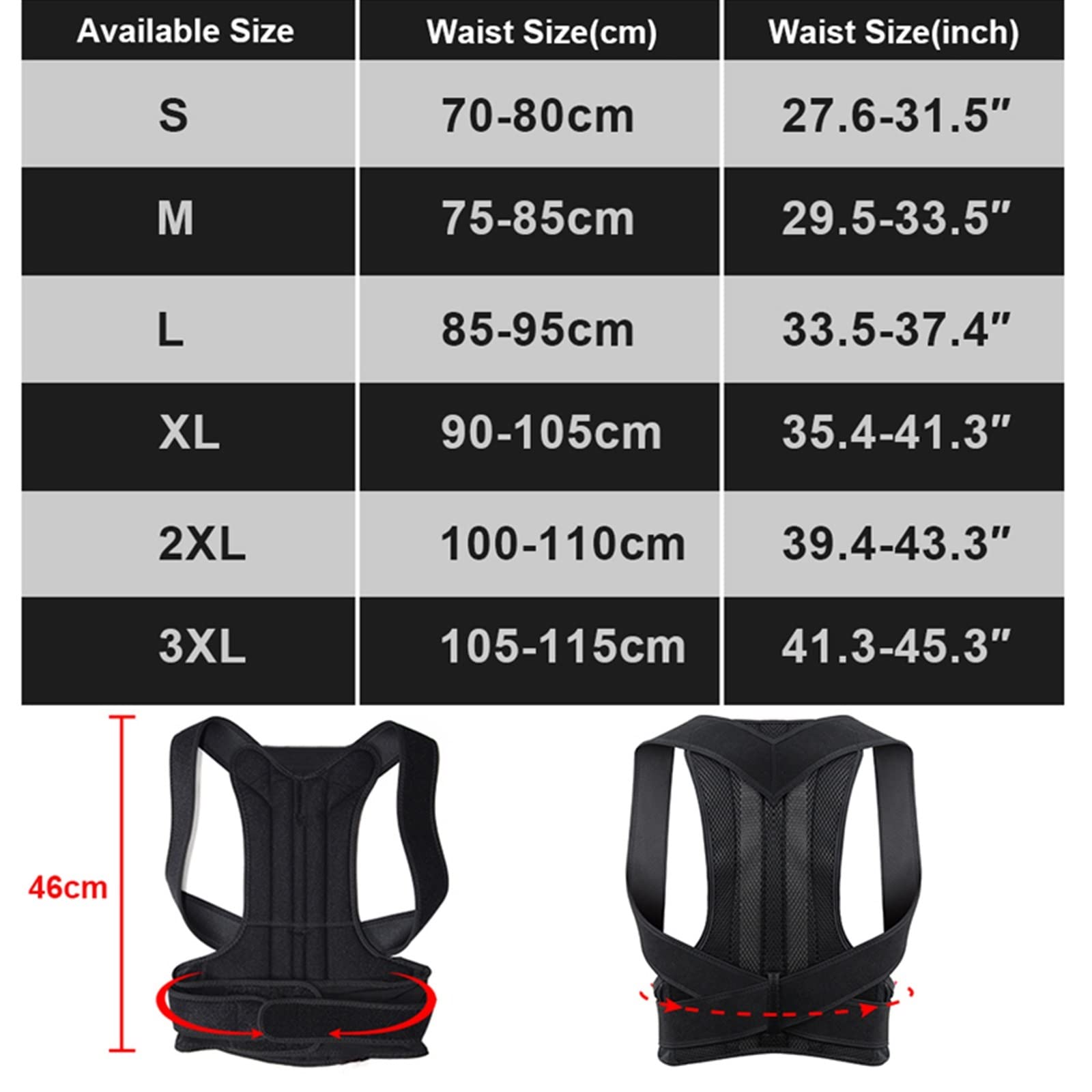 Corrector de postura para hombre y mujer – Soporte de espalda curvada – Cuidado de la salud – Rectificador de hombro – Cinturón de entrenamiento – Clavicula – Columna vertebral – Salud y