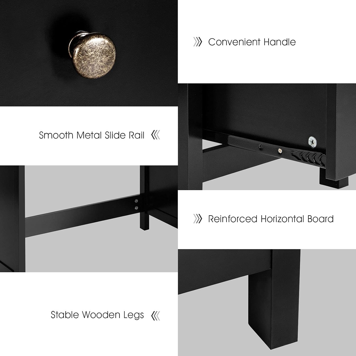 Computer Desk, 48 Inch Home Office Desks with Drawers, Modern Makeup Vanity Table, Teens Writing Gaming Desk, Black Desk with Drawers for Bedroom, Study, Office (Black)