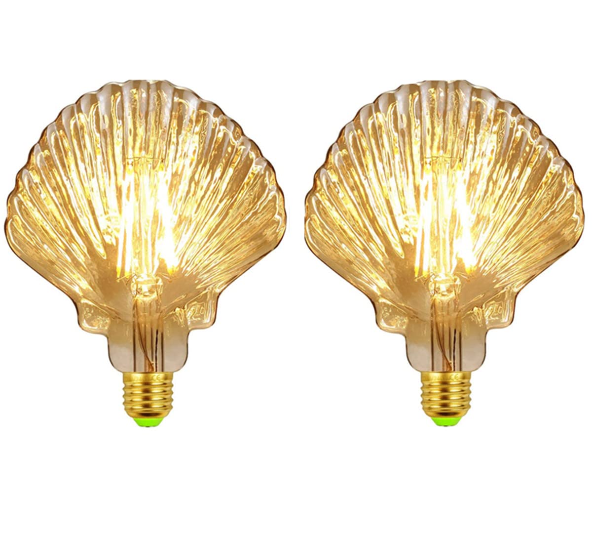 ABLIN 2 Pack LED Light Bulb, E27 Screw Bulb Vintage LED Bulb 4W Edison Light Bulbs Decorative Light Bulb (Conch Gold)