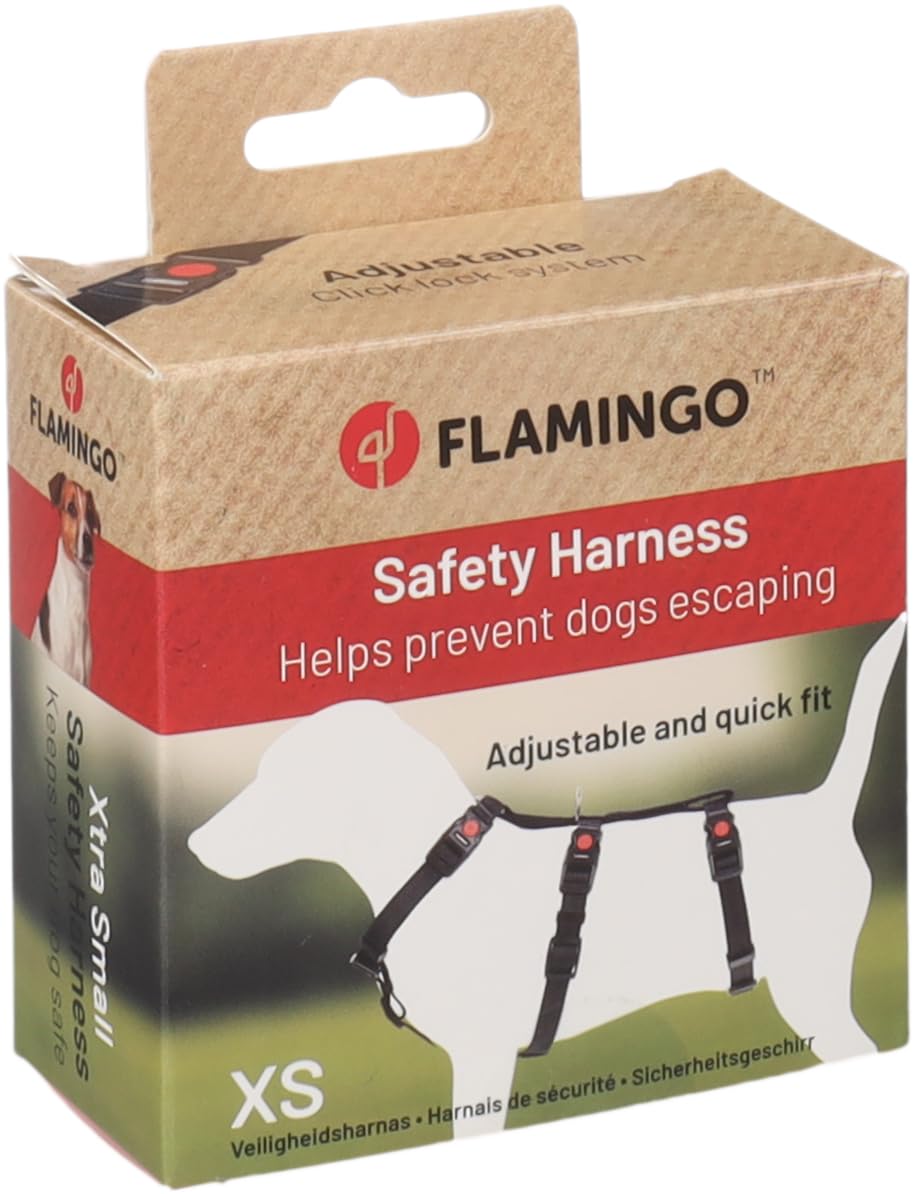 Dog Safety harness Zera Black XS 25-40cm 30-45cm 26-42cm 15mm