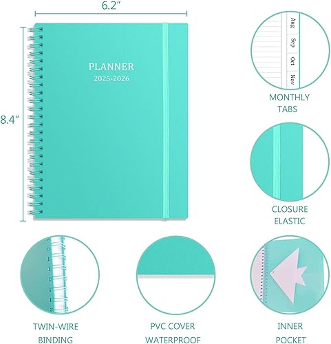 Miniatura 10 de Agenda 2024-2025, agenda semanal mensual que va de enero de 2024 a junio de 2025, agenda 2024-2025 con cubierta de polipropileno y banda elástica,