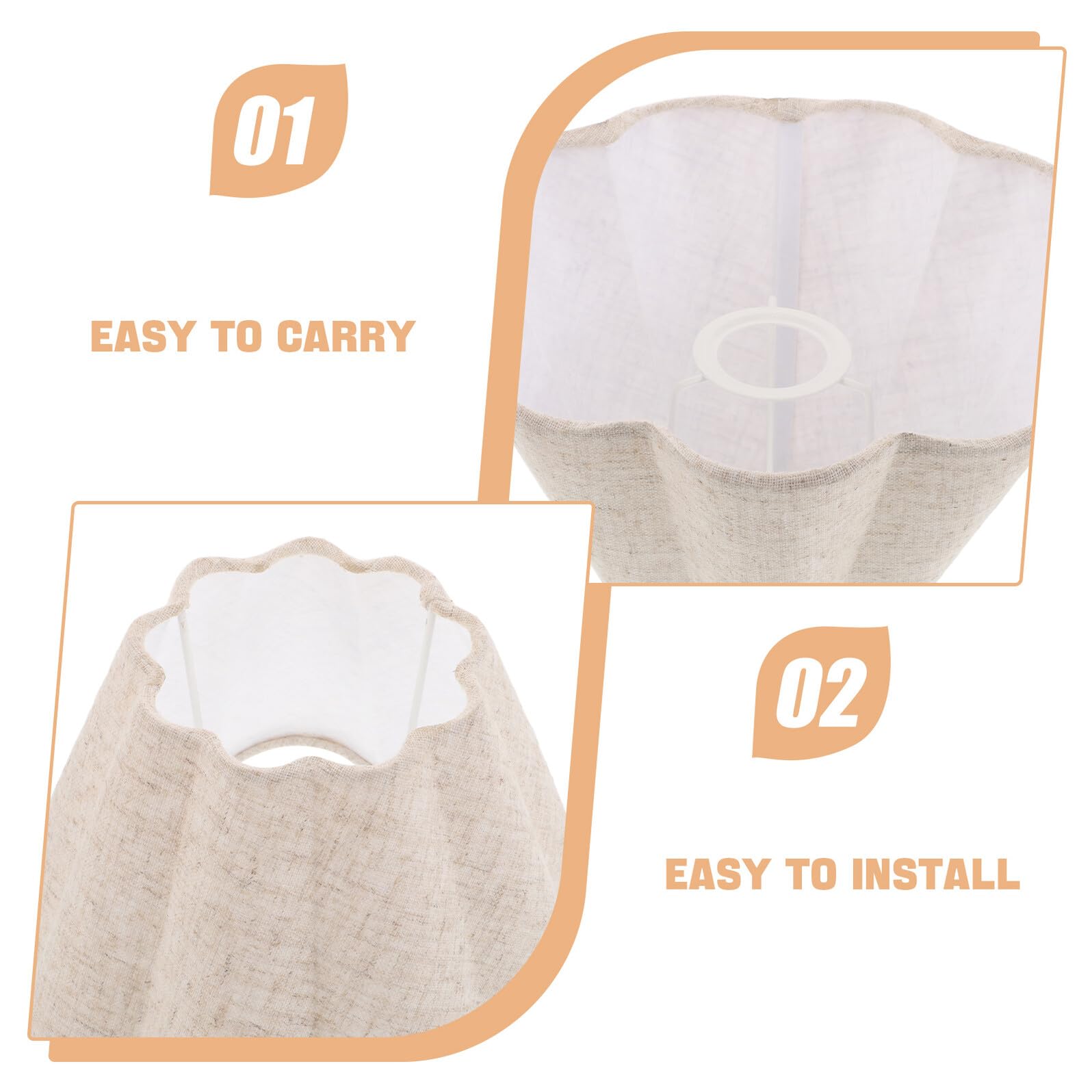 Paralume a Tulipano in Lino Beige Paralume per Lampada da Tavolo e Lampada da Terra Copertura Effetto Iuta con Diffusione Morbida della Luce per Zona Soggiorno e Camere da Letto