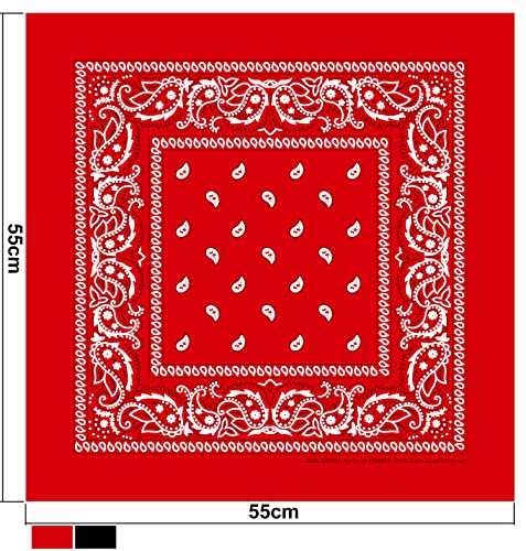 Karl Loven Bandana Rot 100% Baumwolle Premium-Qualität für Damen Herren Halstuch Kopftuch original Paisley Muster Headwear Haar Schal Ansatz Handgelenk Kopf Biker