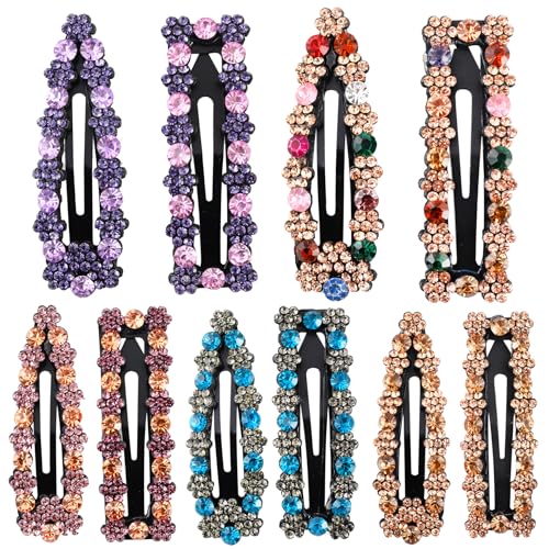Épingles à cheveux carrées scintillantes ornées de cristaux de quartz