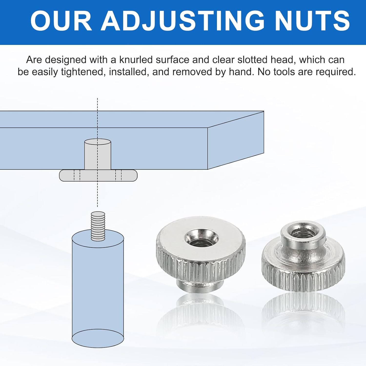 26 Pieces Of Knurled Handle Nuts, M3x7mm Carbon Steel Nut Round Iron Knobs High Head Fasteners With Through Hole, Silver