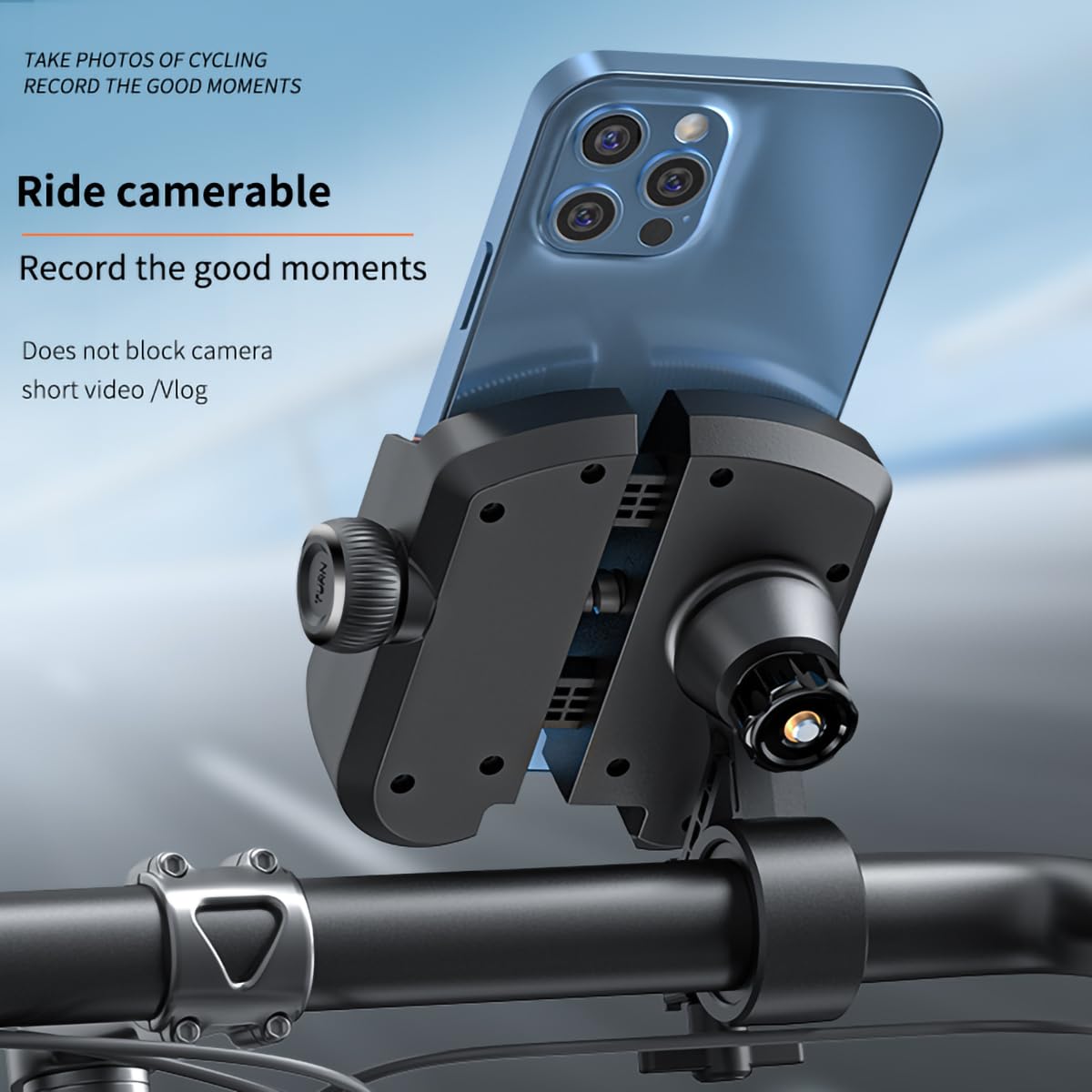 Uchwyt na telefon motocyklowy – uniwersalny elastyczny uchwyt na telefon do roweru, ATV, obracany o 360°, odporny na wstrząsy