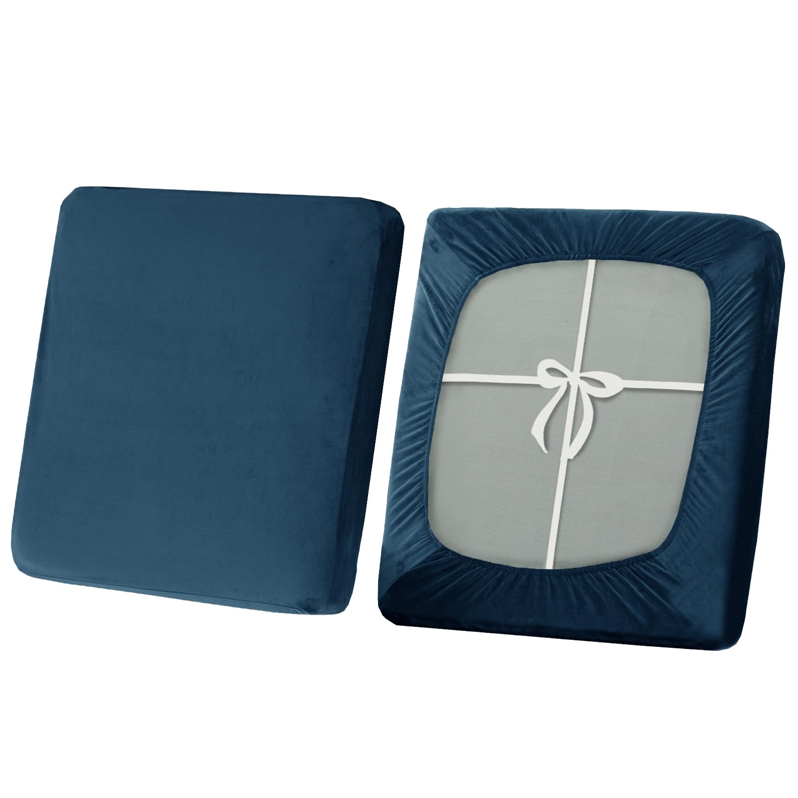 SYLC Stretch Sofa Seat Cushion Covers, Non-slip Sofa Cushion Cover with Ties and Elastic Bands, Velvet Couch Cushion Covers Replacement (Blue,Large 4-Seater) โ image 1