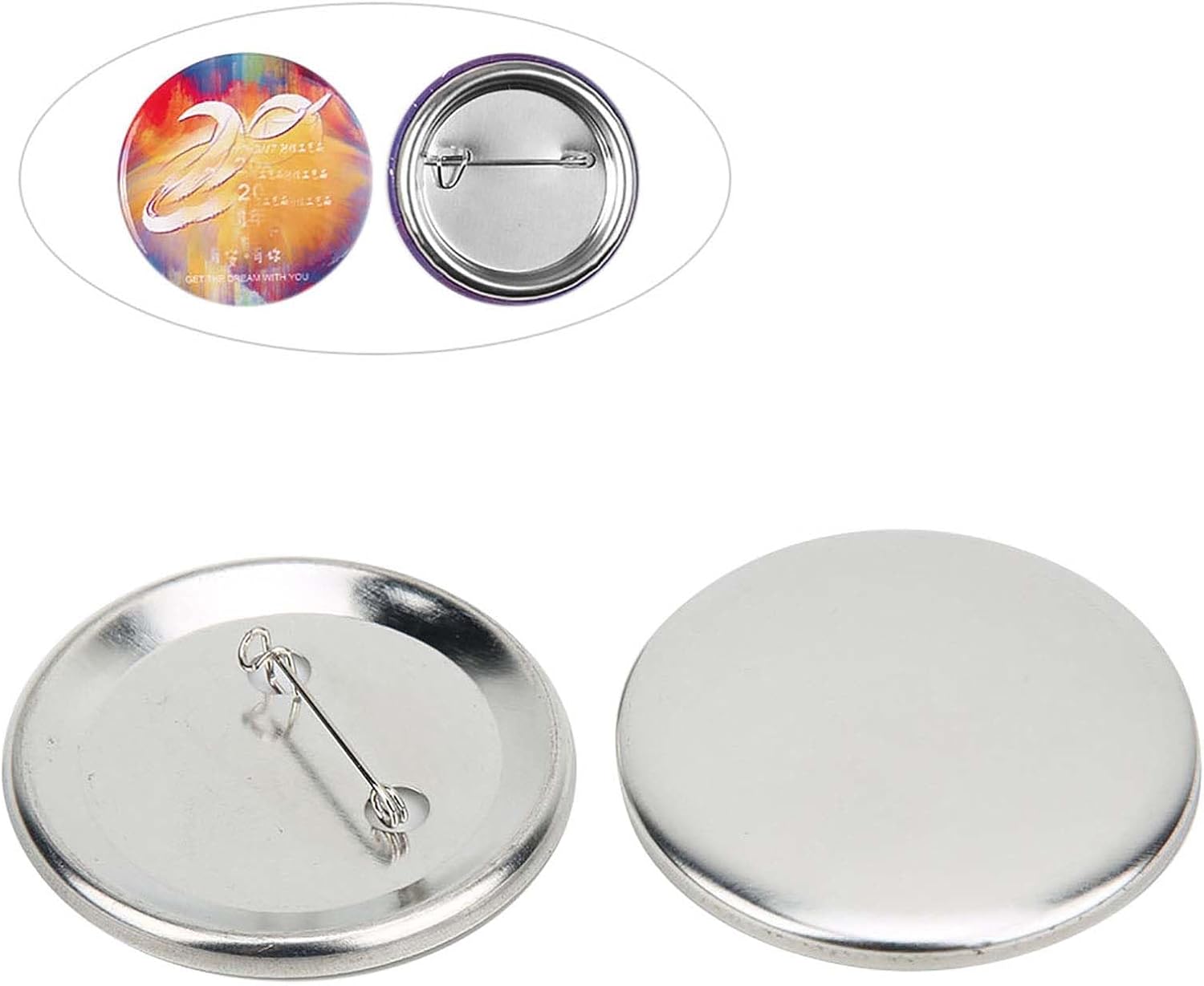 100 Sets 56mm Button Badge Button Pins, Badge Making Materials Blank Making Parts for Craft Supplies Making Birthday Parties Gifts