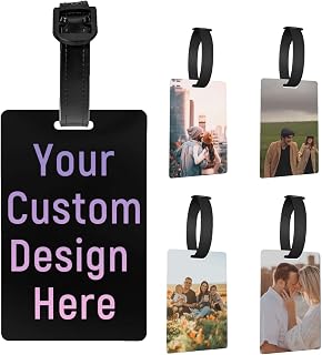 Personalized Luggage Tags for Suitcases Custom Luggage Tag Design Your Own Text Photo Logo Covering Privacy Adjustable Baggage Tags Fits Travel