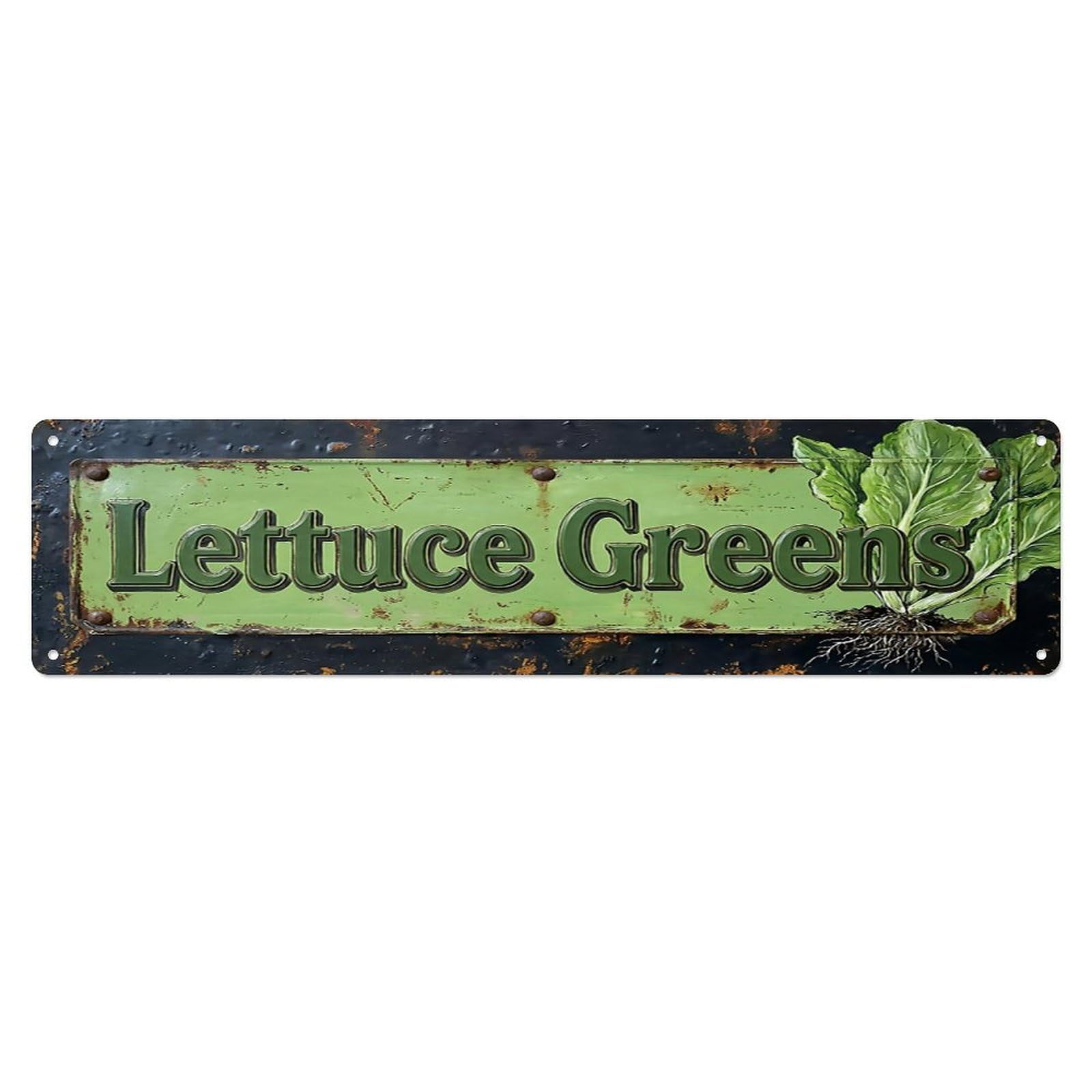 Vintage Lettuce Greens Crispy Farmhouse Metal Tin Sign
