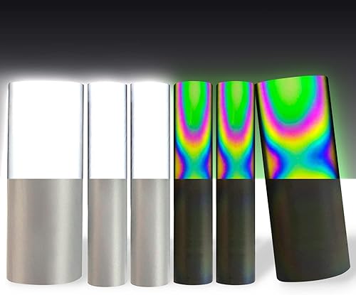 Miniatura 2 de Hojas de vinilo reflectante de transferencia de calor arcoíris HTV 11 paquetes de 12 x 10 pulgadas, vinilo reflectante blanco para planchar para