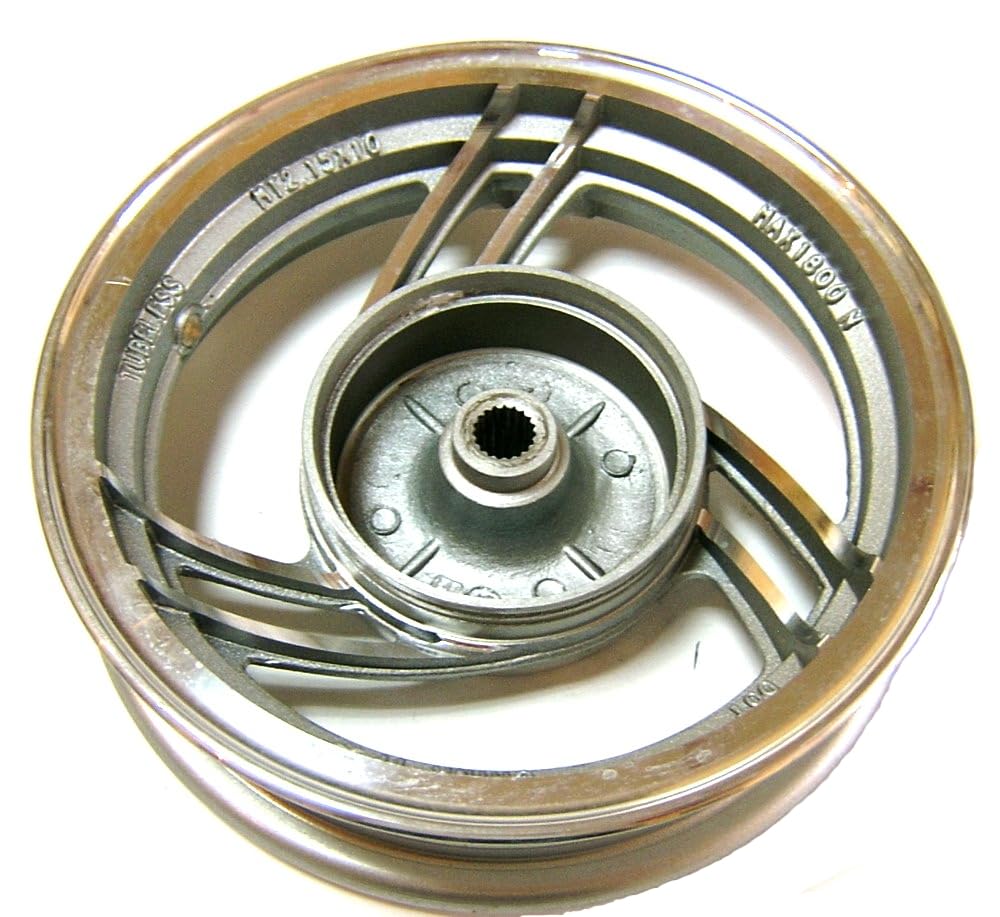 ALU FELGE CHINA ROLLER HINTEN in 2.15 x 10 im 3-Speichen Design (Trommelbremse) für BAOTIAN BT49QT BT50QT Benzhou City Star YY50QT AGM GMX 50 JINLIN JL50QT JINAN QINGQI QM50QT REX RS CHINA ROLLER GY6