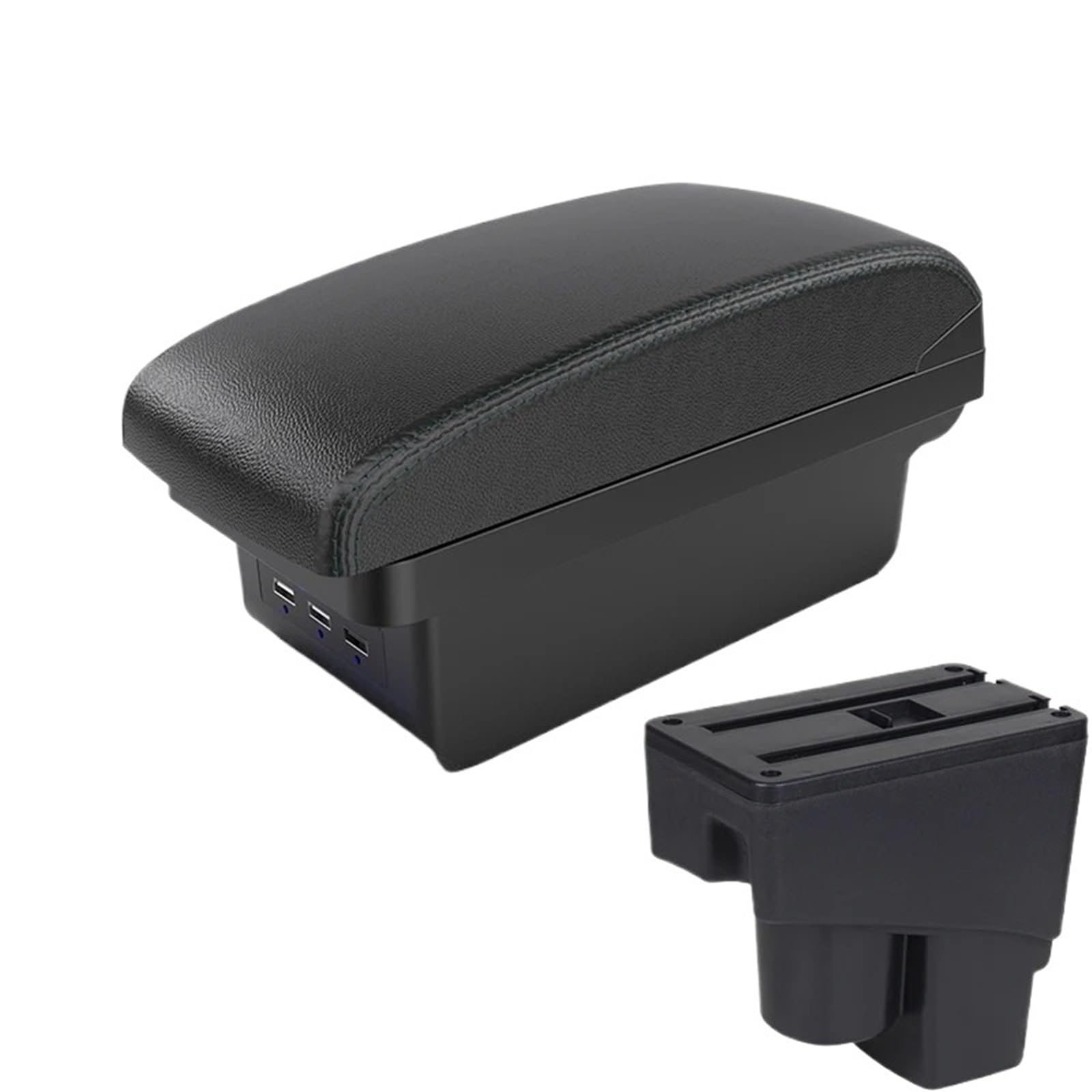 AWGNTQQ Car Armrests For Fit For Jazz 2003 2004 2005 2006 2007 Car Armrest Box Modification Double-layer Storage Center Console Decorative(B2 Black line 3 USB)