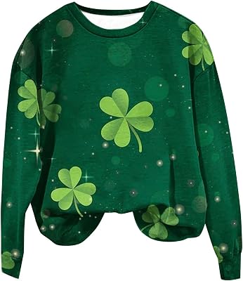AMDOLE Sweat-Shirt Vert à Manches Longues et col Rond pour Femmes, Motif St. Day Gilet Long Violet