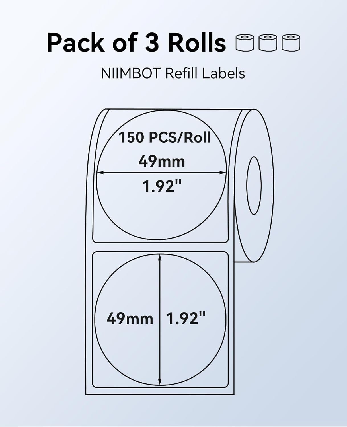 NIIMBOT 3 rotoli etichette 50 x 50 mm per stampanti di etichette B1, B21, B21 Pro e B3S, impermeabili e resistenti all'olio, per casa, scuola e ufficio (trasparente)