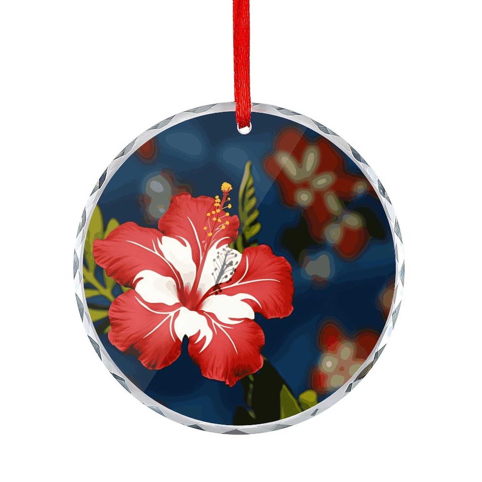 Btcowzrv Style Hawaii Flower Round Ornament Hanging Pendant Decor