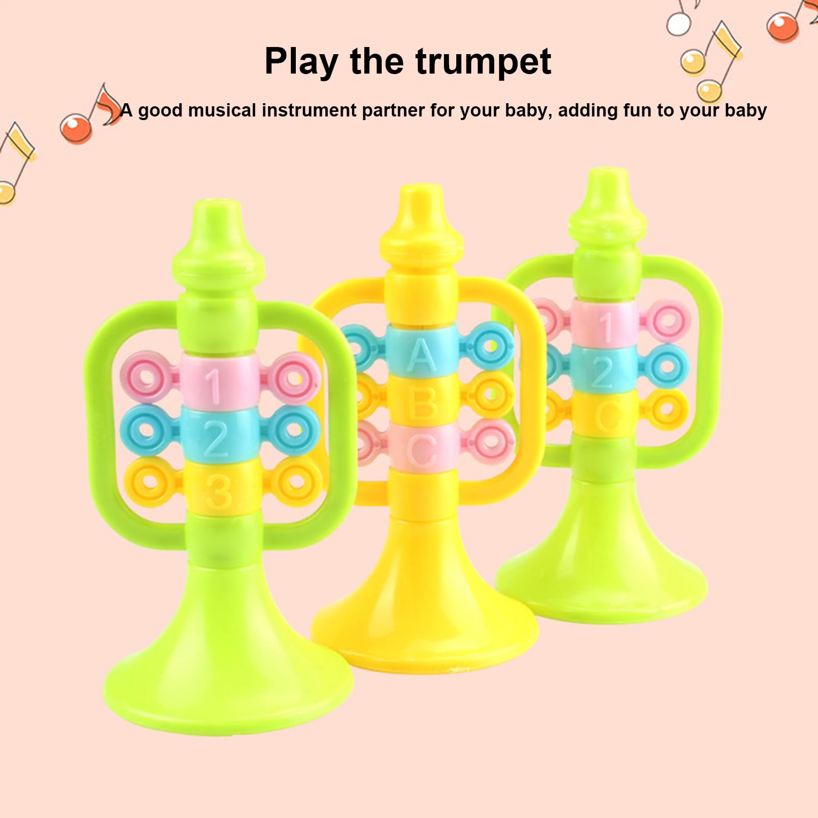 Trumpet Horn for Kids, Cartoon Air Horn Instrument, ABS Puzzle Enlightenment Trumpet Music Toys for School, Dancing, Home, Karaoke, and Party Performance, 2.76x5.51 Inches
