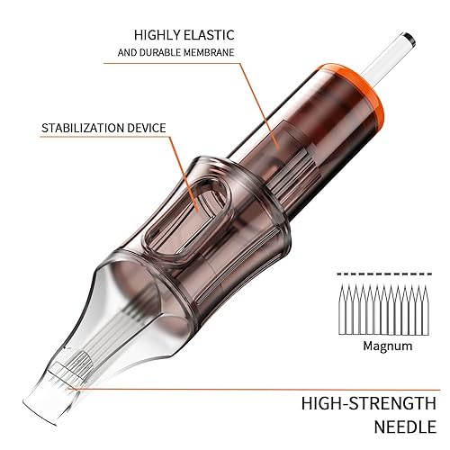 Miniatura 4 de 20 agujas surtidas de cartuchos de tatuaje, tamaño mixto #12 redondo Liner & Magnum  5 piezas cada una de 7RL, 9RL, 11M1, 13M1 Pro agujas