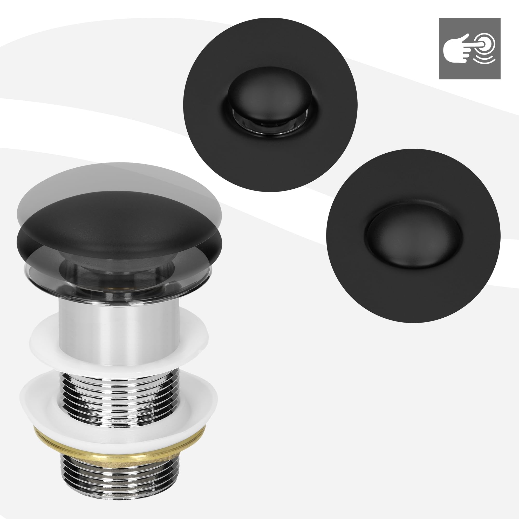 LuxeBath Lavabo da Appoggio in Ceramica Nero Finitura Opaca Ø 400 x 155 mm Lavandino Rotondo Design Moderno Lavamani con Foro di Scarico e Piletta Lavello Elegante Sanitari per Bagno Toilette WC