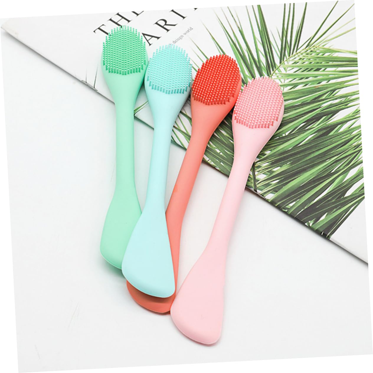 FOMIYES 4Pcs Double Headed Silicone Facial Cleaning Brush Gentle Makeup Face Scrubber Safe for All Skin Types Lightweight Portable for Travel