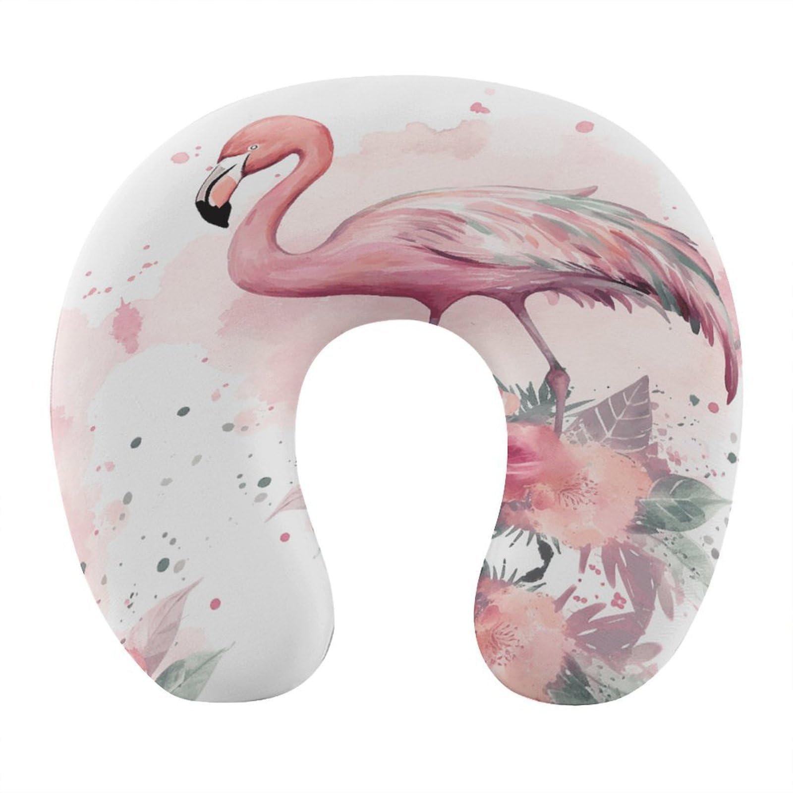 VstaDank Vintage Boho Flamingo Florals Neck Pillow Soft Comfortable Travel U Shaped Pillows Portable Pillows for Shoulder Memory Foam Head Support Pillow for Airplane Car Home Office