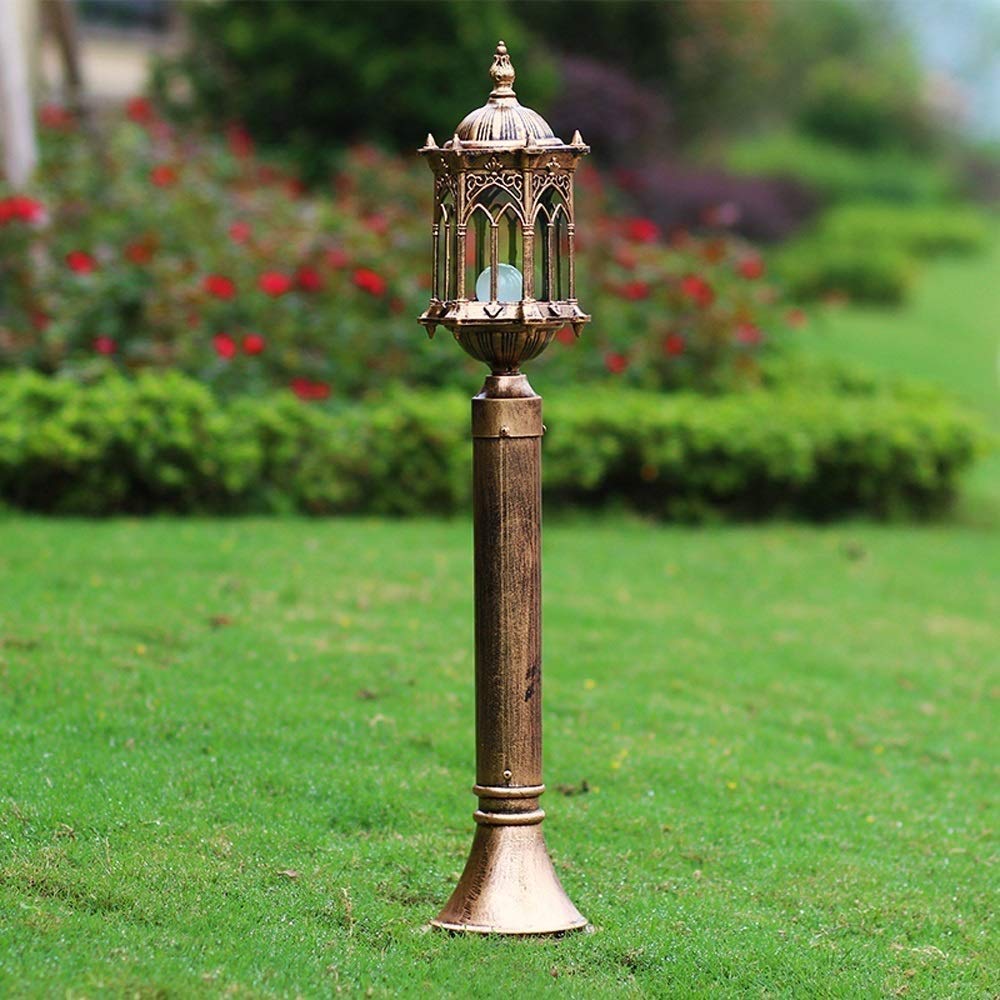 Latarnie zewnętrzne Zewnętrzna europejska lampa retro z wysokim słupem E27 Lampa trawnikowa Zewnętrzna lampa drogowa Willa Balkon Dziedziniec Wodoodporne,Czarny-80cm