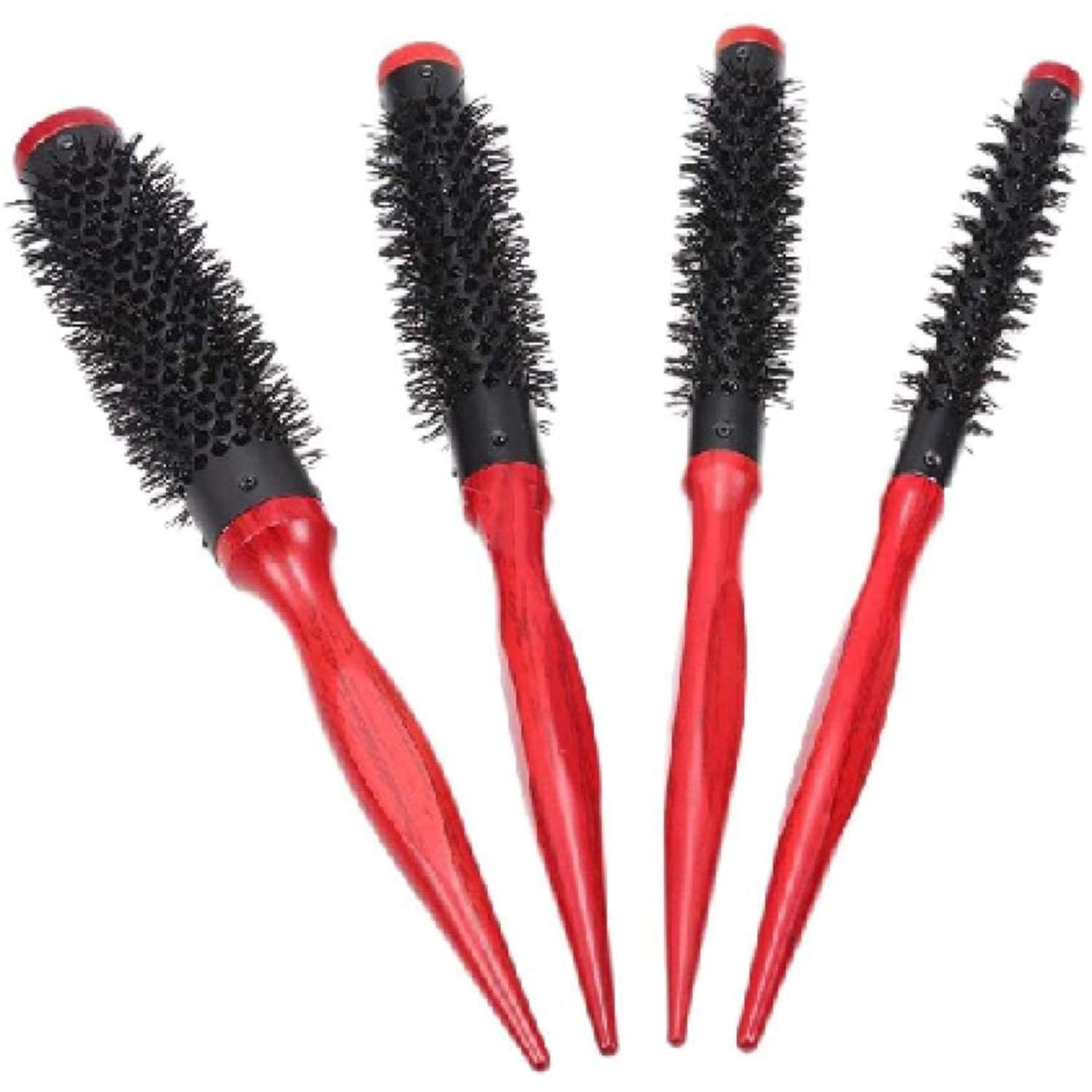 TERRIFI Mini Round Hair Brush, 4 Pcs Conical Handle Blowout Aluminum Nylon Hair Round Barrel Hair Brush with Nylon Pins, Best Roller Hairbrush for Blow Drying, Curling & Straightening