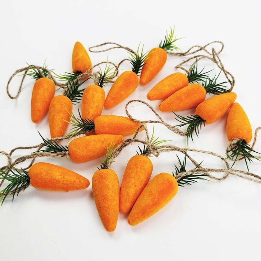 werdecade 20PCS Easter Hanging Carrot, Artificial Simulation Easter Foam Carrots,Mini Easter Carrots Hanging Ornament for Home Party DIY Crafts Decor (Orange-20pcs)