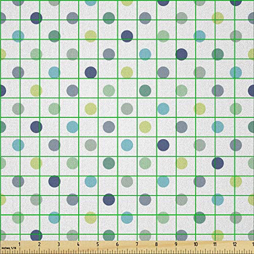 Image of Ambesonne Polkadot Fabric by The Yard, Polka Dots Retro Classy Vintage Style Pattern Design Layout, Microfiber Fabric for Arts and Crafts Textiles & Decor, 3 Yards, Apple Green Jade Green