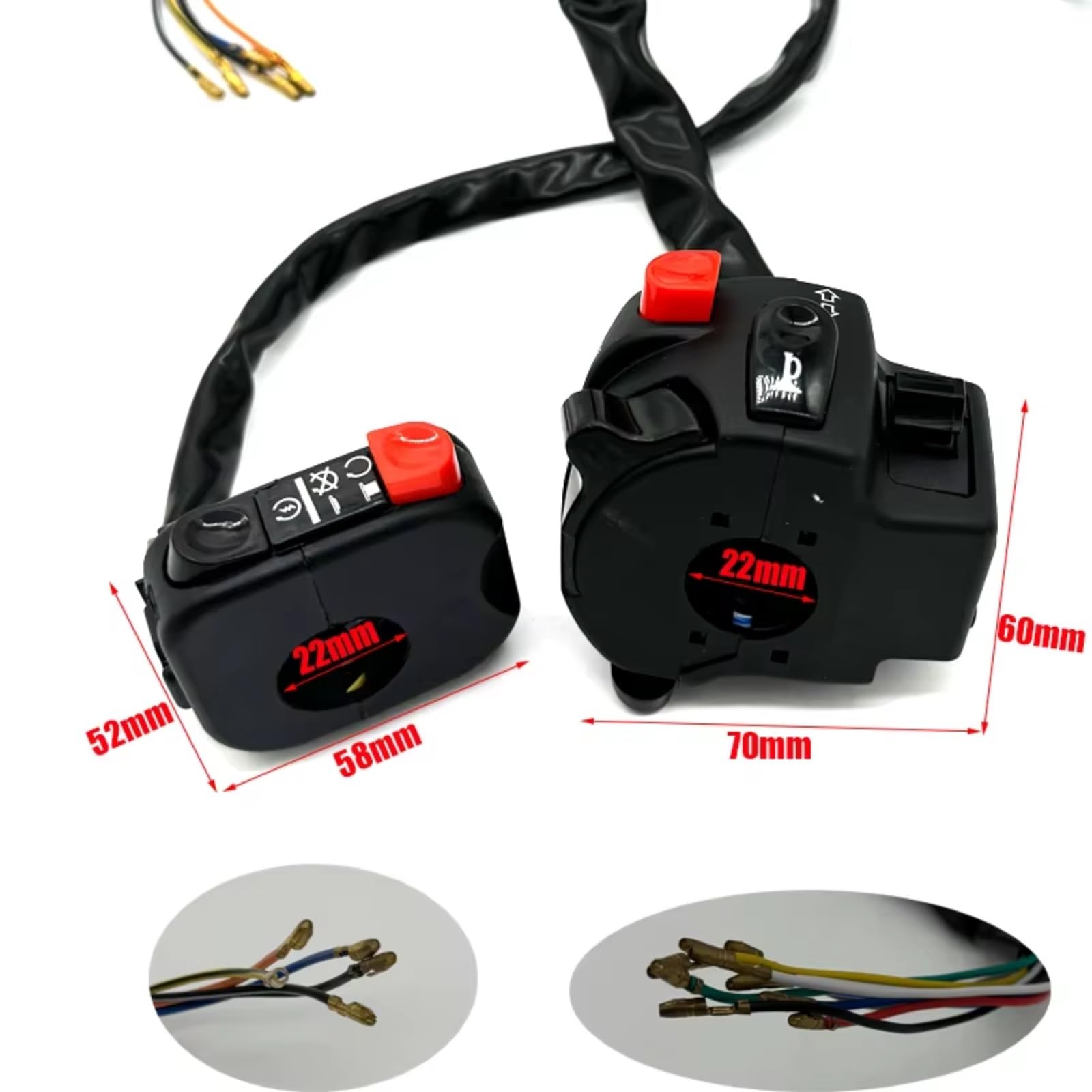 Interruttori Manubrio Moto Da 22mm Per Pulsante Clacson Universale Indicatore Di Direzione Lampada Elettrica Controller Avvio Luce Comando Manubrio(1pcs-left)