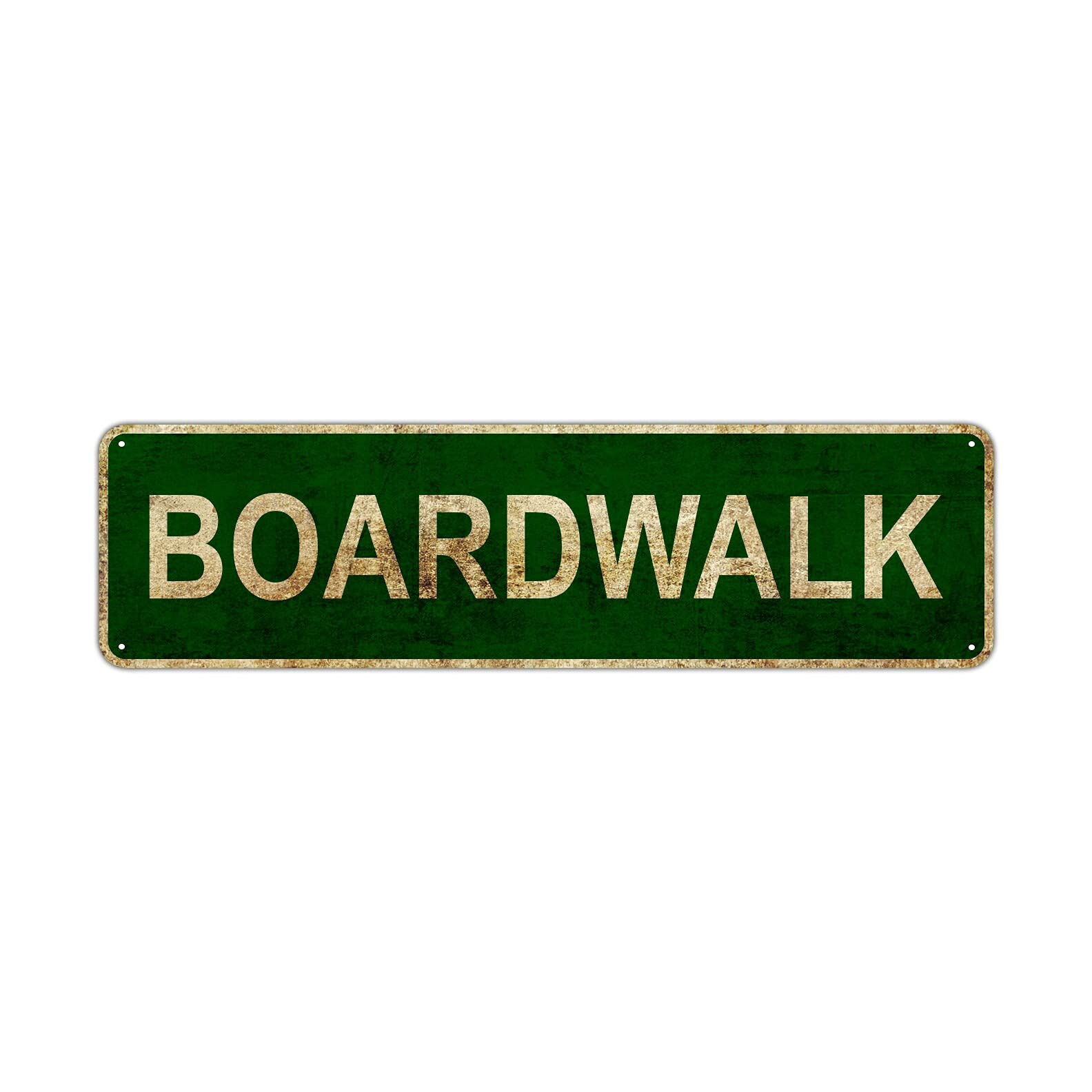 HOUVSSEN Boardwalk Street Sign Rustic Vintage Retro Metal Decor Wall Shop Man Cave Bar Posters Tin Sign Metal Art Street Sign Wall Decoration Family Street Corner Garage Courtyard Corridor 4x16 Inch