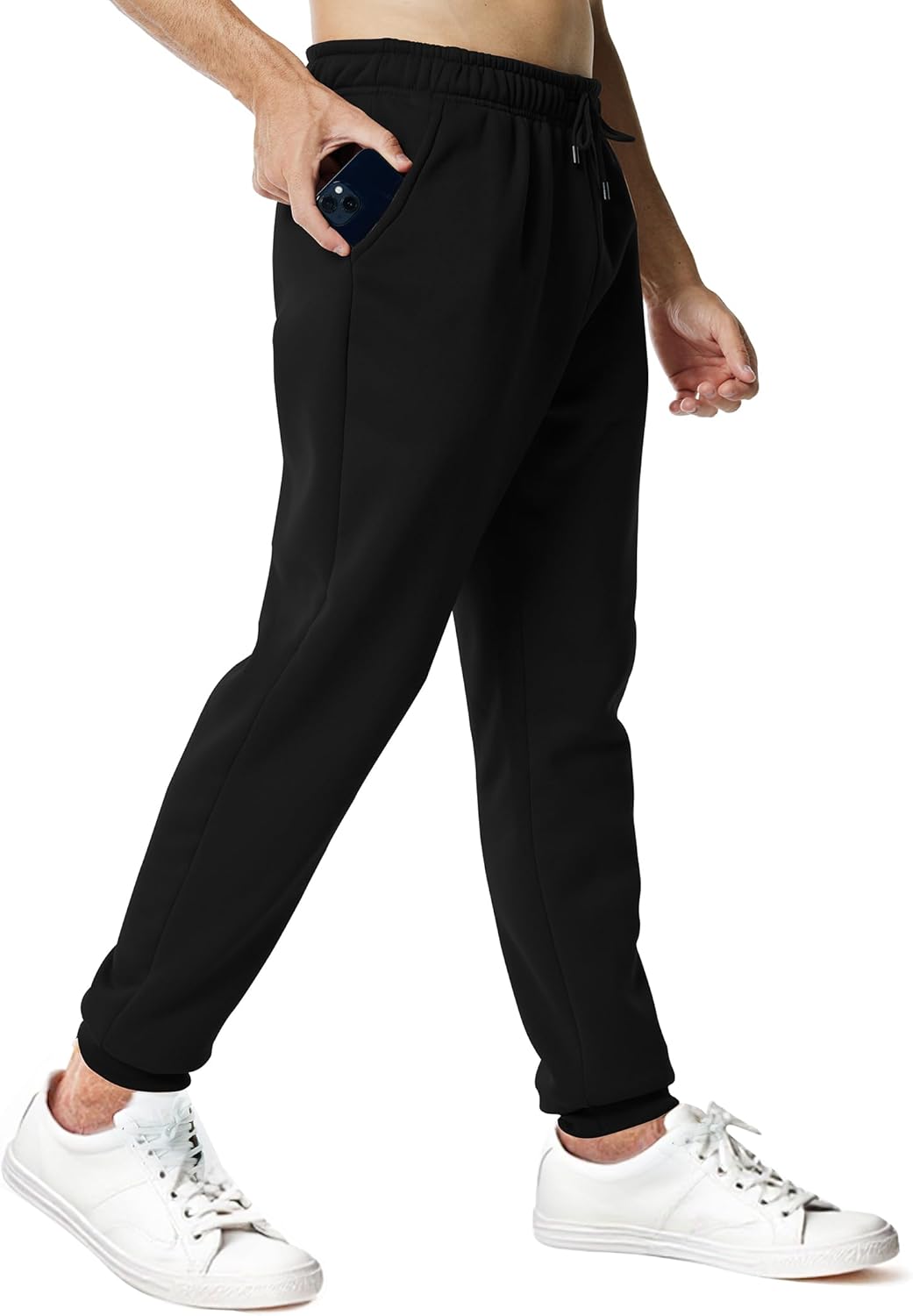 Mens Sweatpants with Pockets Lightweight Gym Drawstring Fleece Joggers Casual Elastic Waist Workout Pants