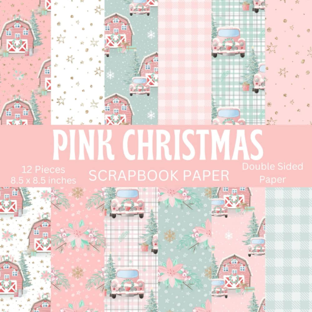 Pink Christmas Scrapbook Paper: 12 Pieces Double Sided Scrapbook Paper