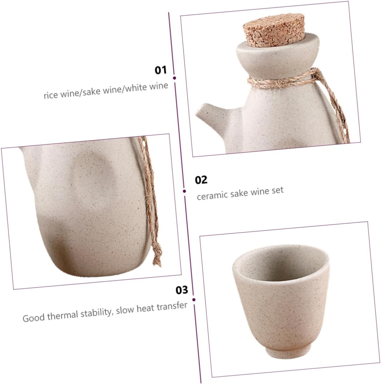 COLLBATH Ceramic Sake Pot Set Decorative Wine Serving Pot with Cups Each Japanese Style Sake Drinkware for Home Restaurants and Tea Houses