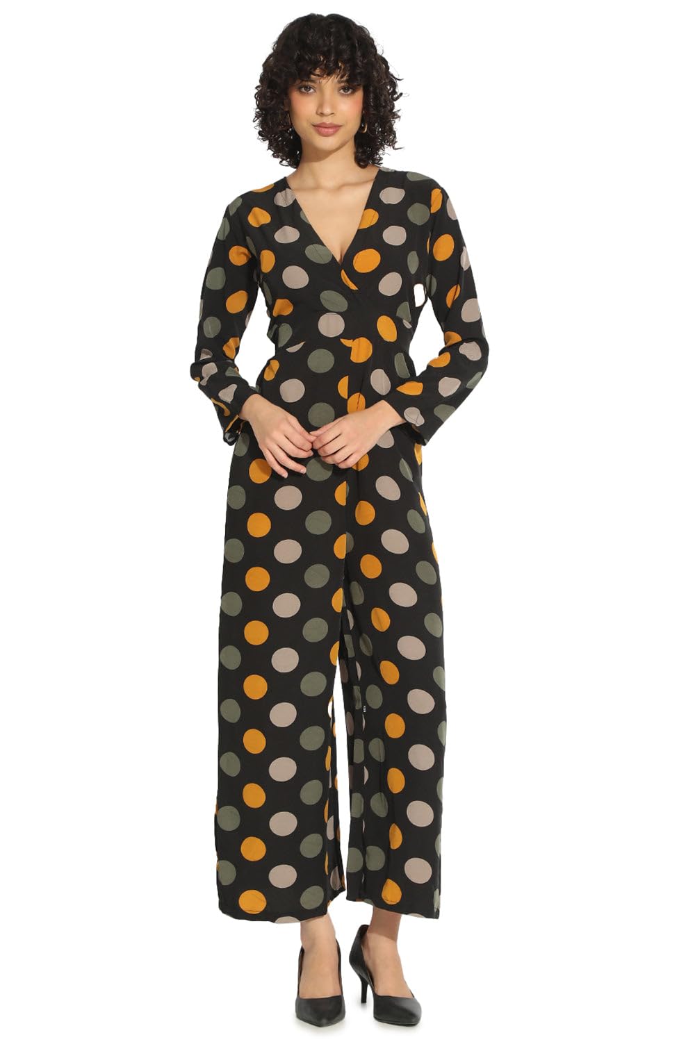 Women's Black Polka Dot Jumpsuit-AE-9969_Black-image-3