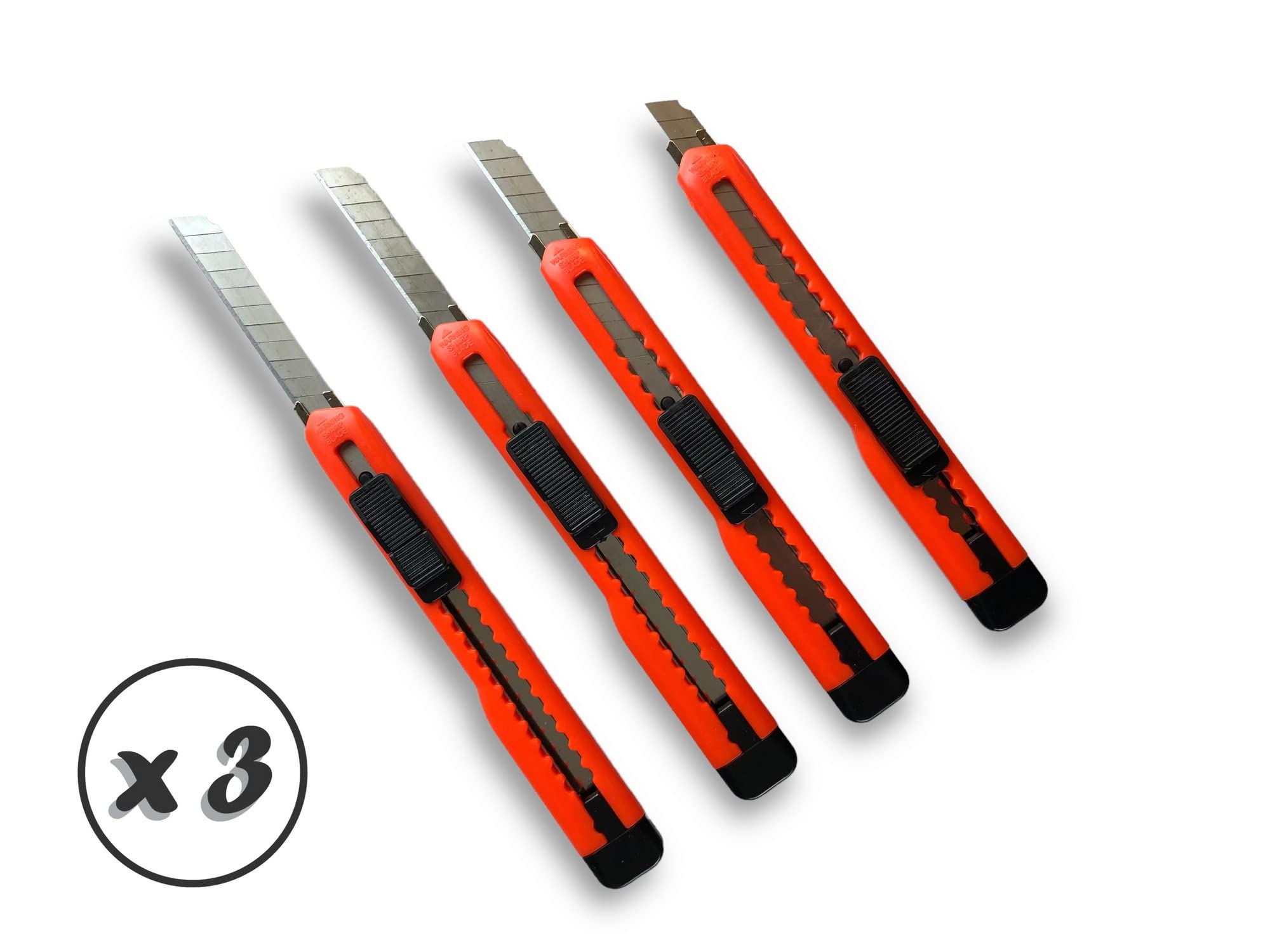 Kibros 3 lots de 4 cutters monture plastique lames sécables 9 mm orange