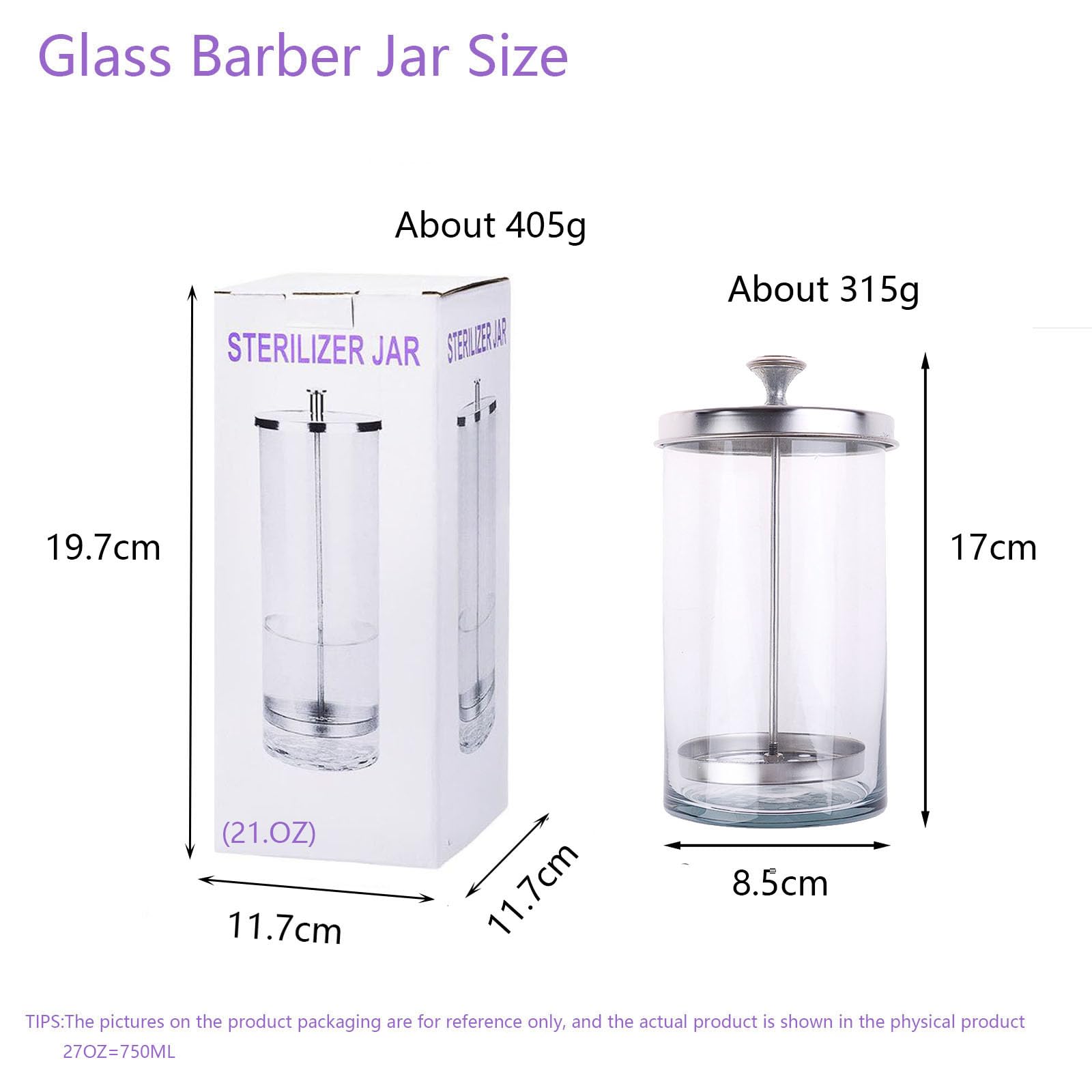 Friseurglas, 600 ml, Glas-Sterilisator, Friseur-Reinigungsglas mit abnehmbarem Korb, Desinfektionsbehälter zum Sterilisieren von Nagelwerkzeugen, Friseurbedarf, Friseursalon (600 ml)