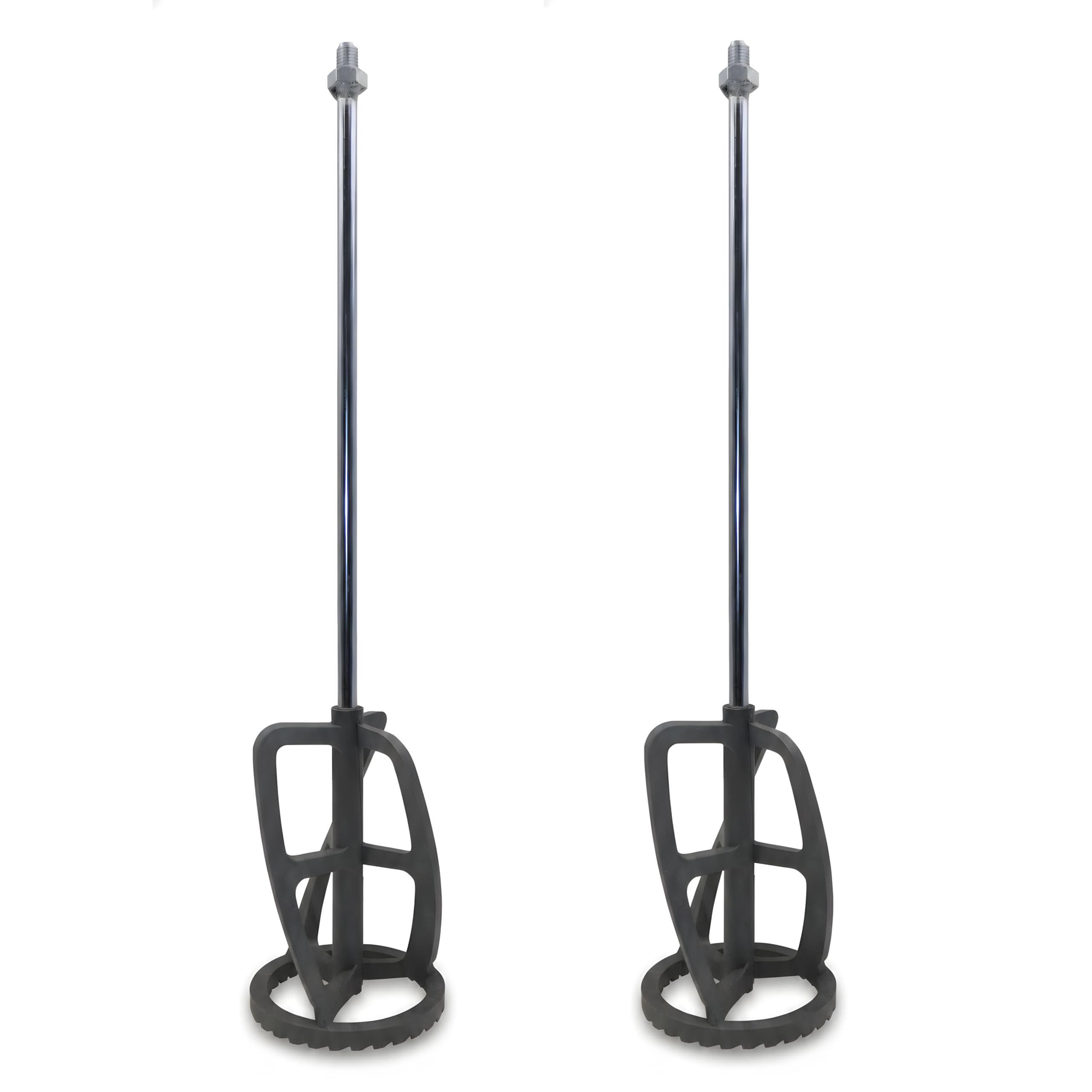 DEWEPRO® Set di 2 Fruste Miscelatrici Universali – Mescolatori con Asta in Acciaio Ø125 x 600 mm e Testa Dentellata in Poliammide – Filettatura M14 Miscelatori per Pitture