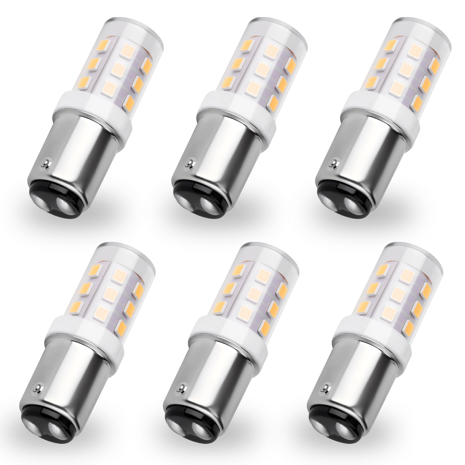 6-Pack 12 Volt 1176 BA15D Bulbs Warm White 2700K 2.5W 1004 90 1076 S8 1130 1142 LED Bulb AC/DC 12-24V Replacement for RV Camper Trailer Dome Light, Marine Boat Light, Outdoor Landscape Lights