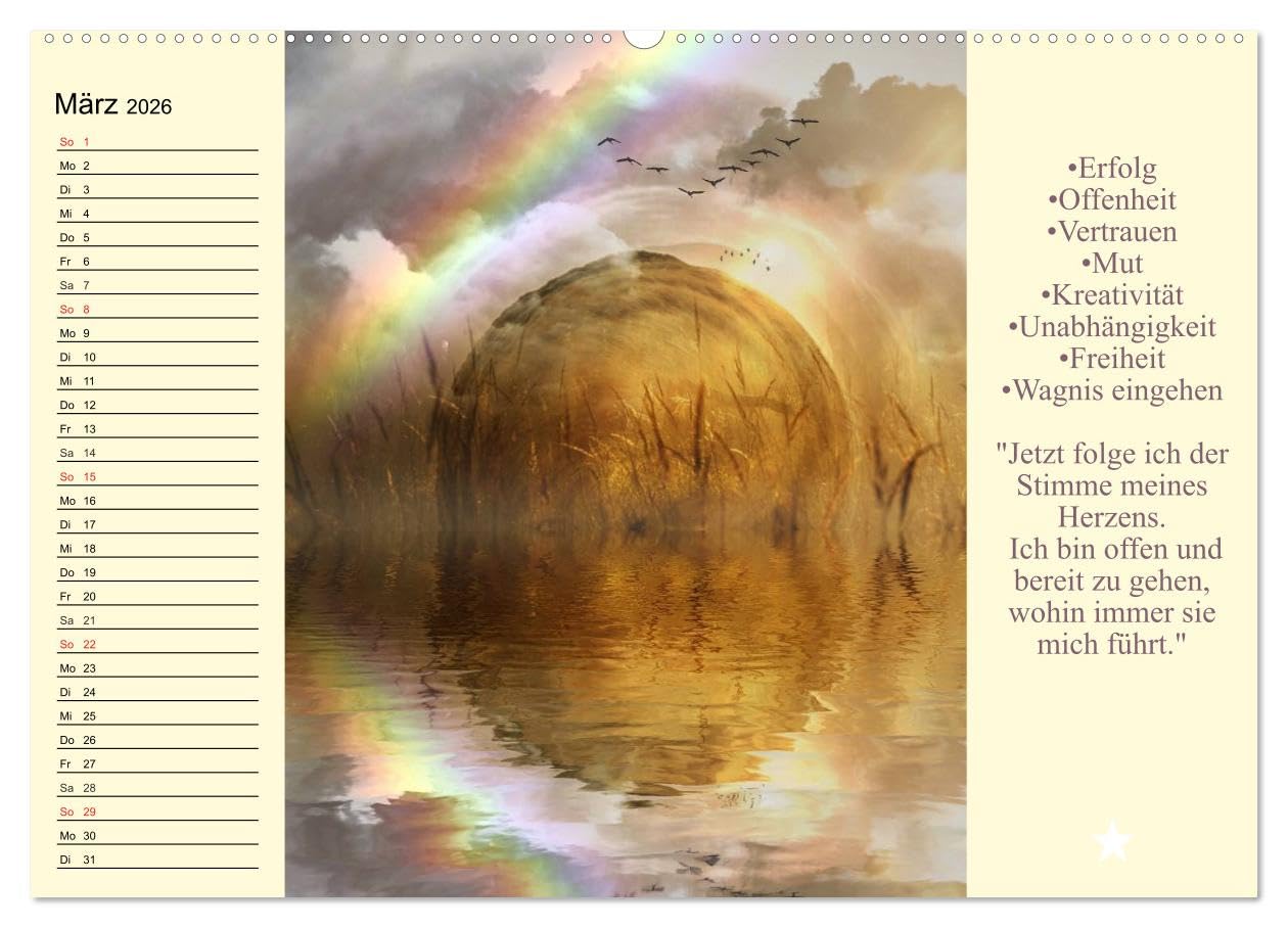 Tarot. Spirituell durch das Jahr (Wandkalender 2026 DIN A2 quer), CALVENDO Monatskalender: Mit dem Tarot glücklich durch das Jahr!