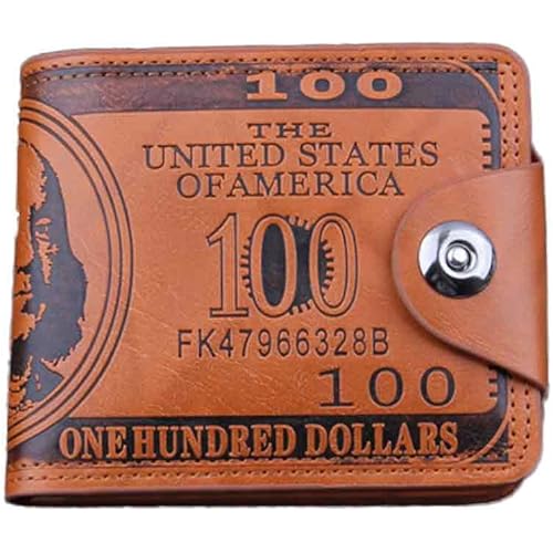 US Dollar Bill Wallet Brown Leather Wallet Bifold Credit Card Photo