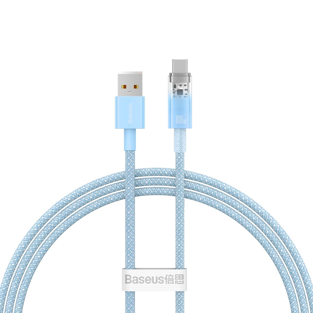 Baseus Explorer Serisi Hızlı Şarj Kablosu Akıllı Sıcaklık Kontrolü USB to Type-C 100W, 1m, Mavi