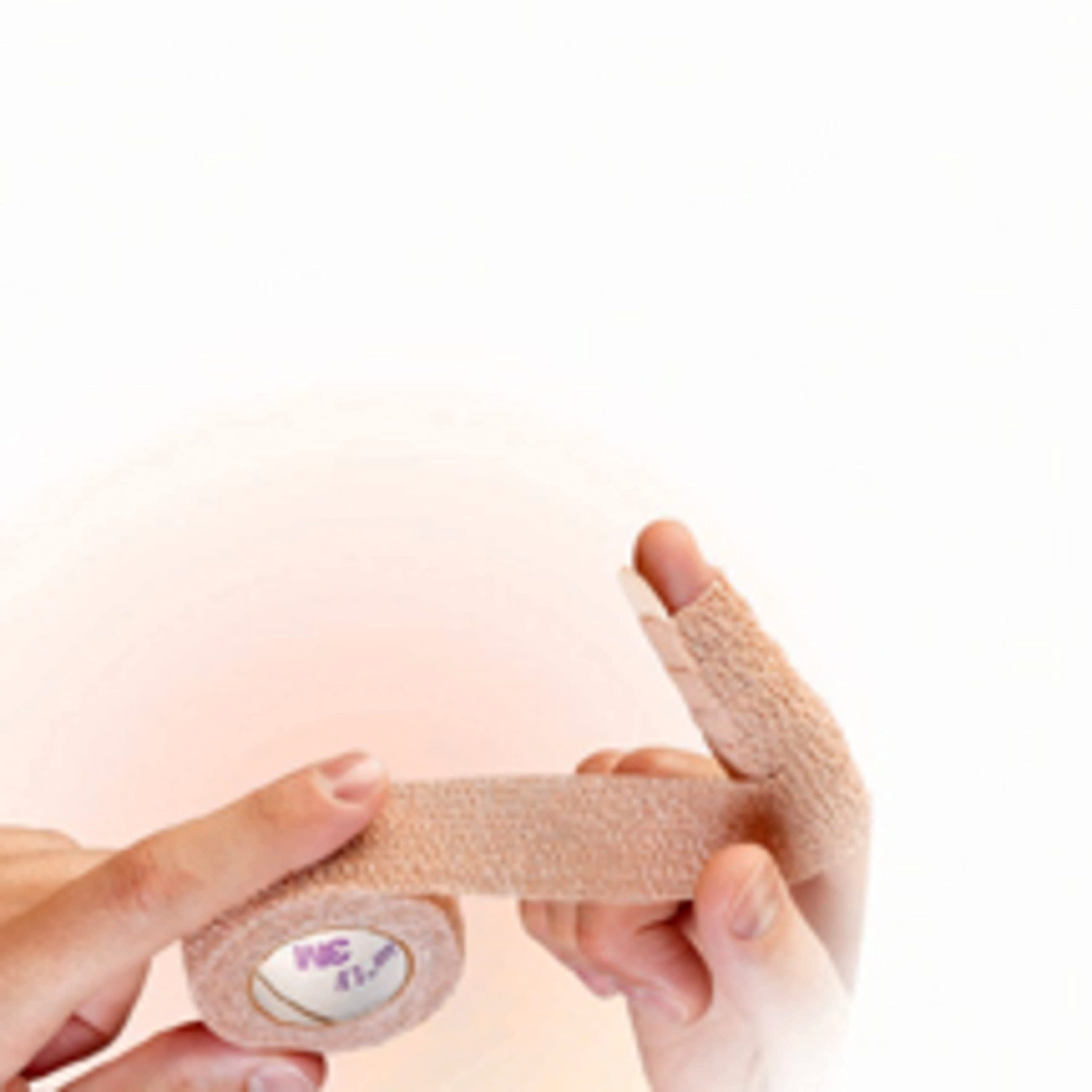 Nexcare No Hurt Wrap Tan 3 in x 2.2 yds - Skin-Tone Self-Adhesive Cohesive Compression Bandage, Sticks to Itself Not Skin or Hair, Painless Removal, Discreet Wrist Ankle & Joint Support Wrap