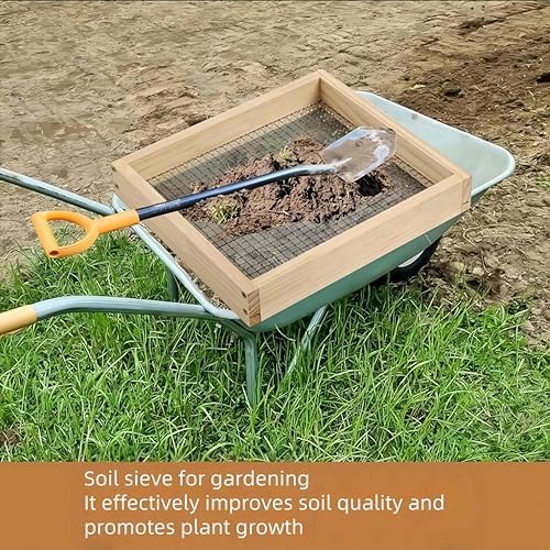 Cedar Garden Soil Sifter - Rust Resistant Handheld Sieve Tool for Compost & Gardening Prep - 8mm Square Mesh Screen for Efficient Soil Sifting & Aeration