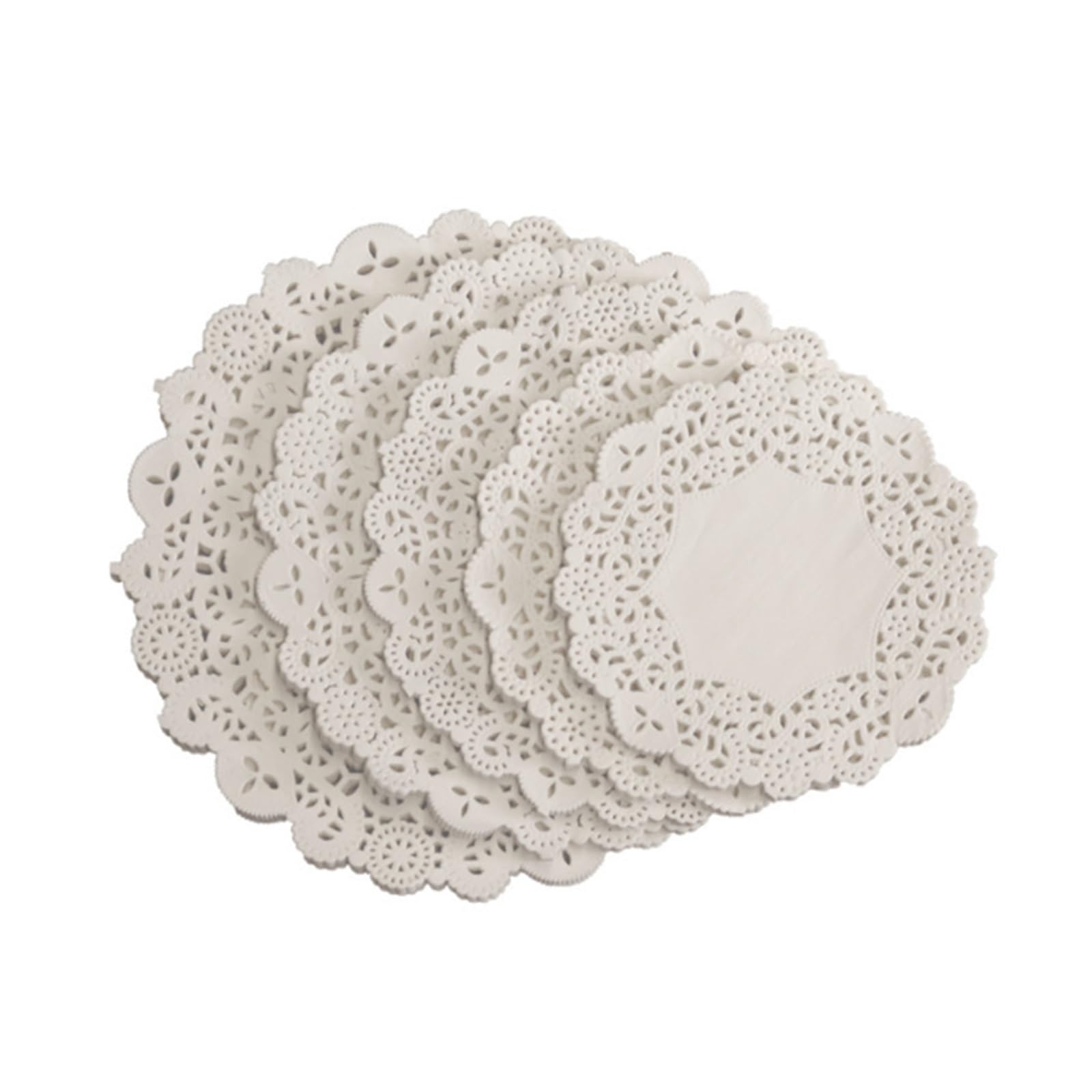 xulvoz Paper Doilies 200pc 3.5inch 4.5Inch 5.5inch 6.5inch Round Pink White Paper Lace Doilies For Cake Placemat Party Gift Decoration Placemats Paper For Cakes Desserts